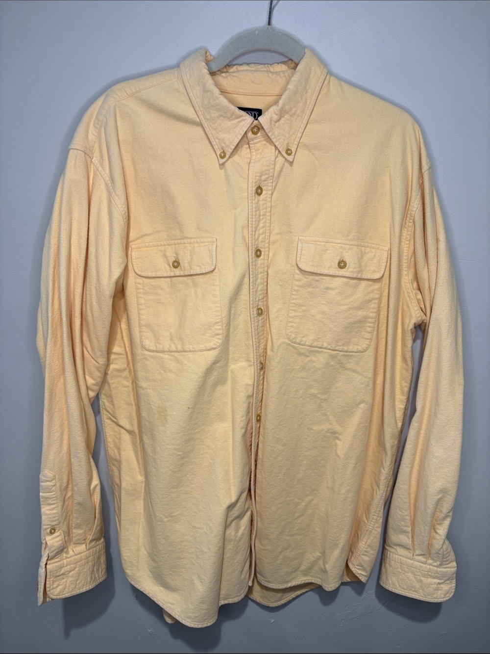 Lands’ End Men’s XLT Pale Yellow Cotton Button Down Shirt